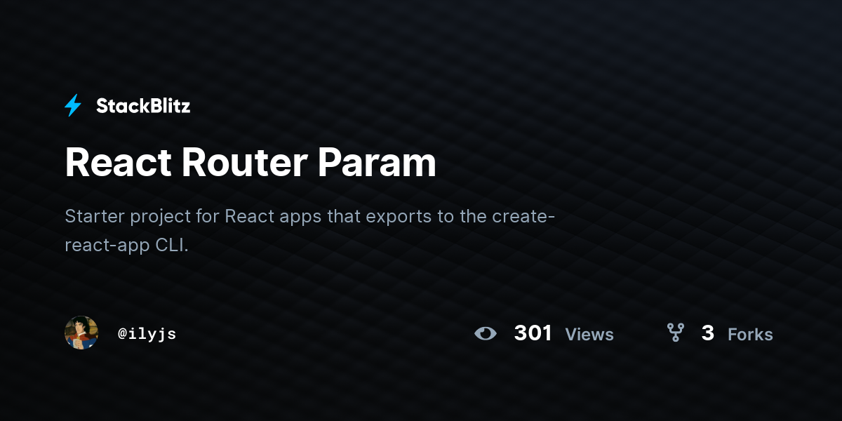React Router Param - StackBlitz