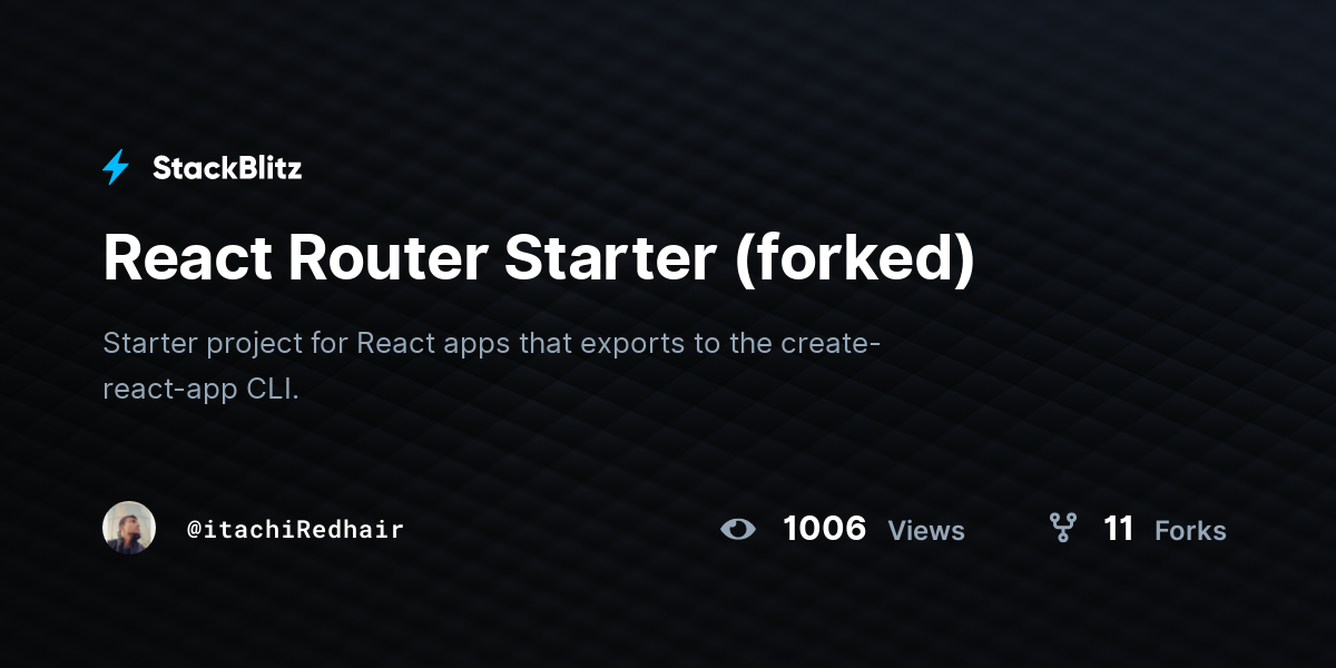 React Router Starter (forked) - StackBlitz