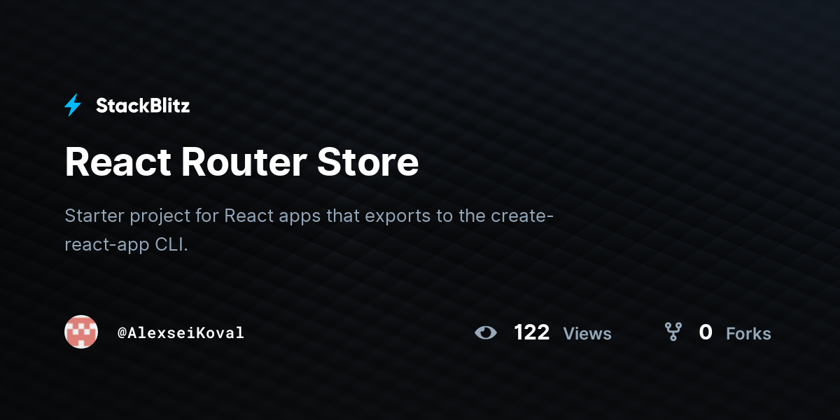 React Router Store - StackBlitz