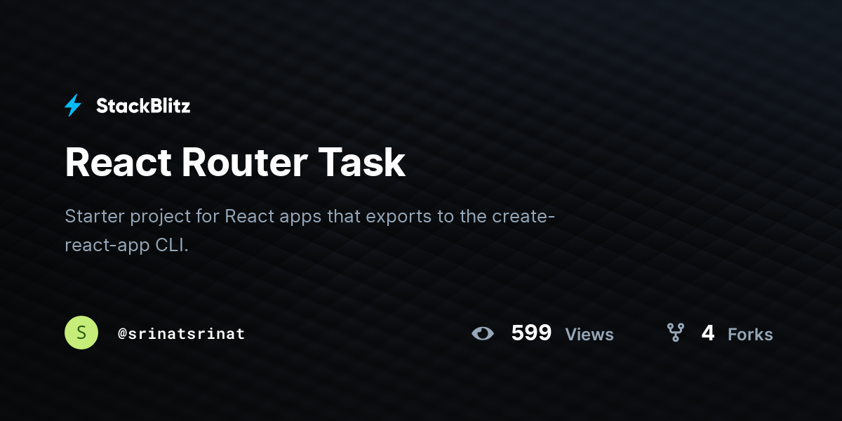 React Router Task - StackBlitz