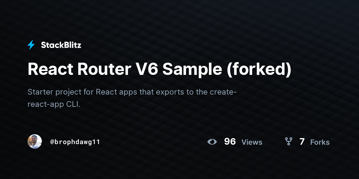 React Router V6 Sample (forked) StackBlitz