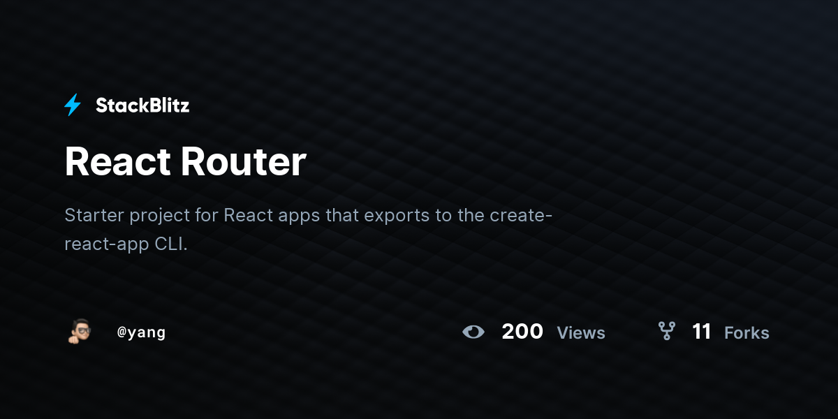React Router - StackBlitz