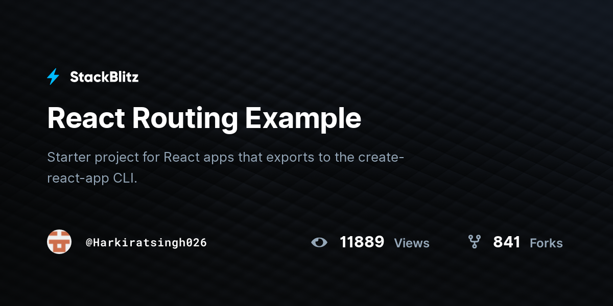 React Routing Example StackBlitz