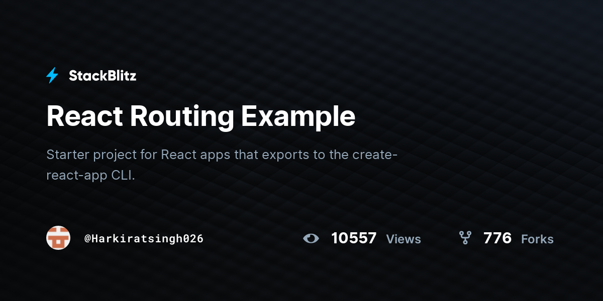 React Routing Example StackBlitz