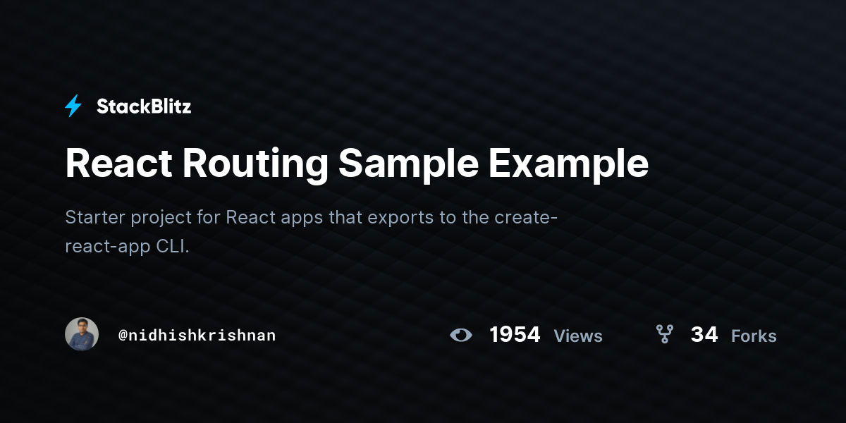 React Routing Sample Example - StackBlitz