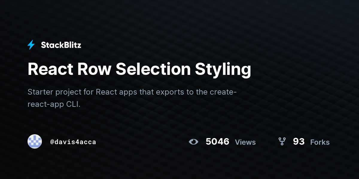 React Row Selection Styling - StackBlitz