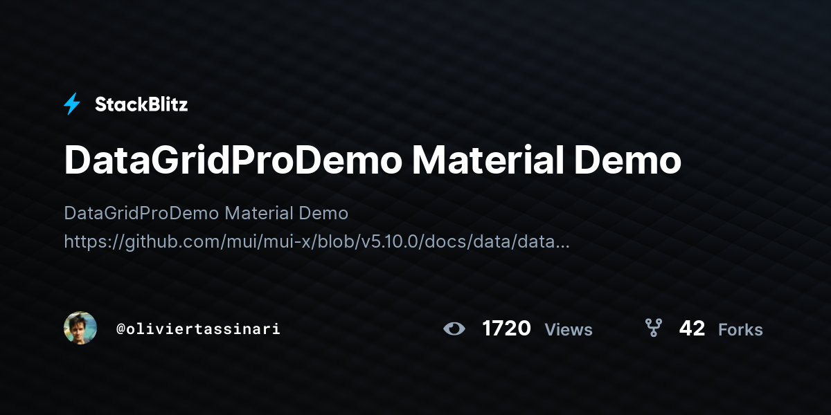 DataGridProDemo Material Demo - StackBlitz