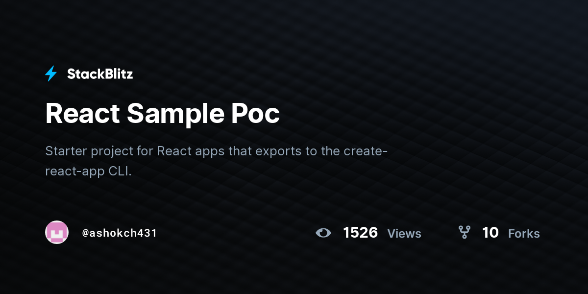 React Sample Poc - StackBlitz