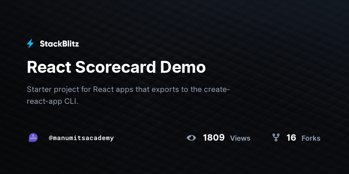 React Scorecard Demo - StackBlitz
