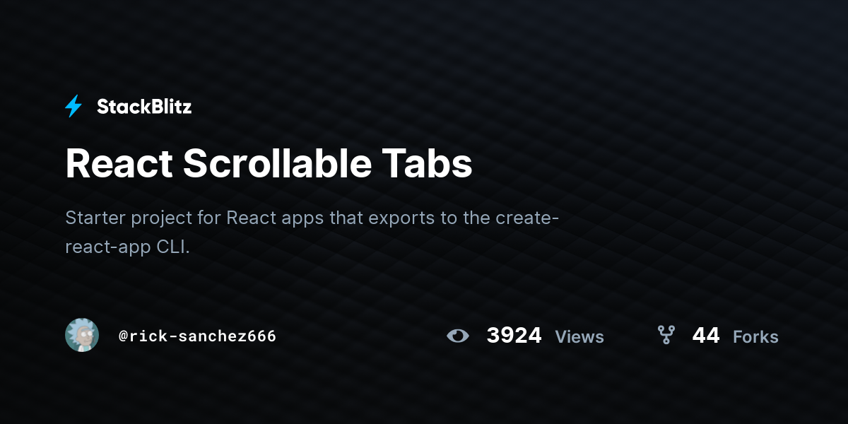 React Scrollable Tabs - StackBlitz