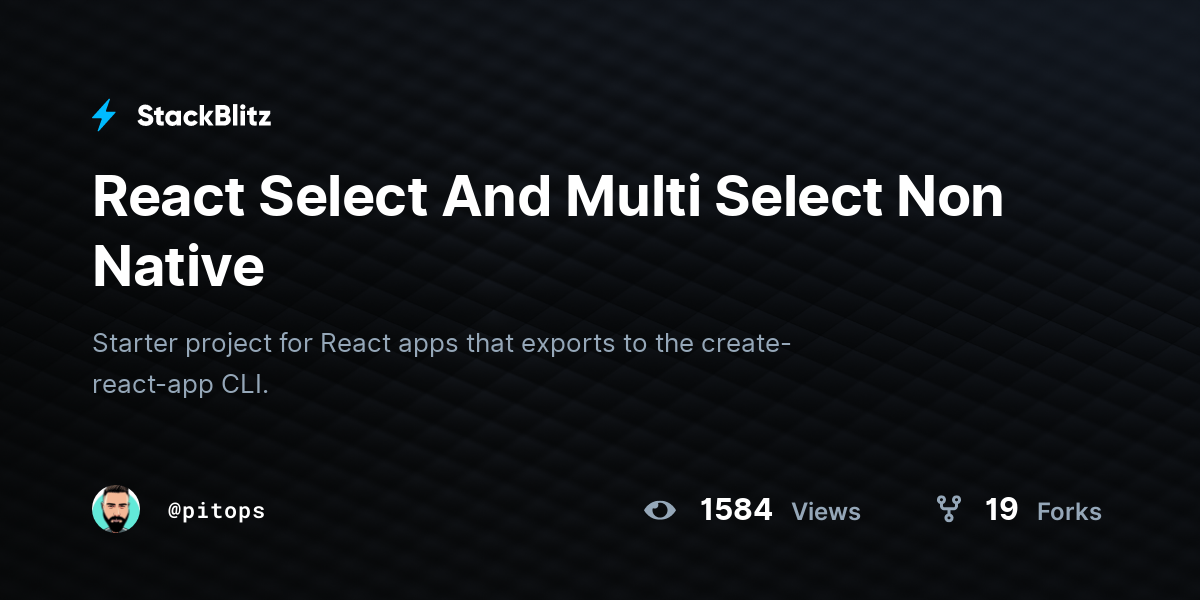 React Select And Multi Select Non Native - StackBlitz