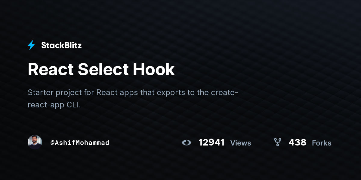 React Select Hook - StackBlitz