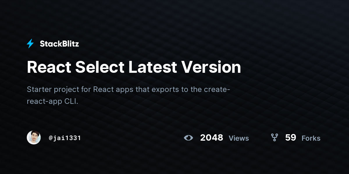 React Select Latest Version - StackBlitz