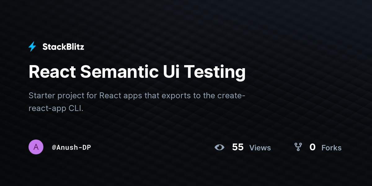 React Semantic Ui Testing - StackBlitz
