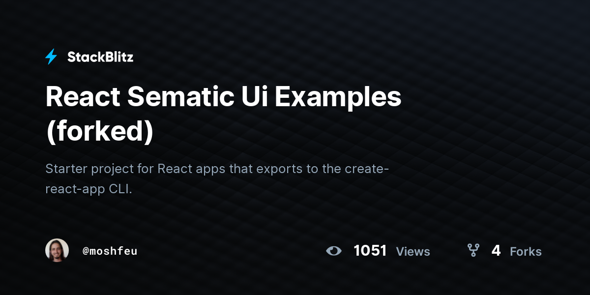 React Sematic Ui Examples (forked) - StackBlitz