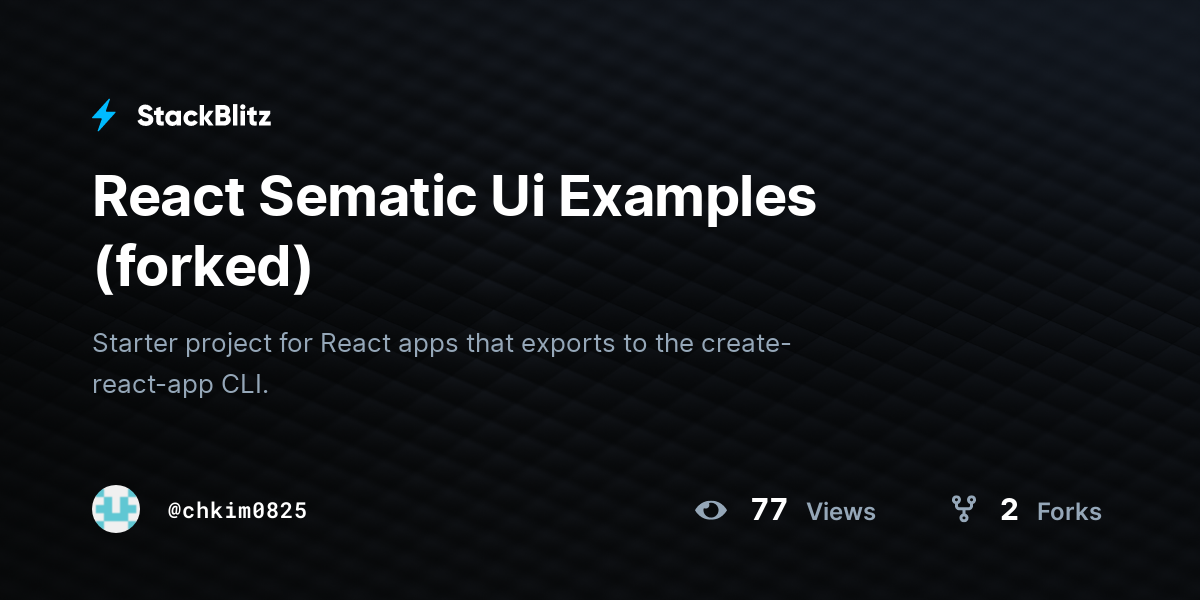 React Sematic Ui Examples (forked) - StackBlitz