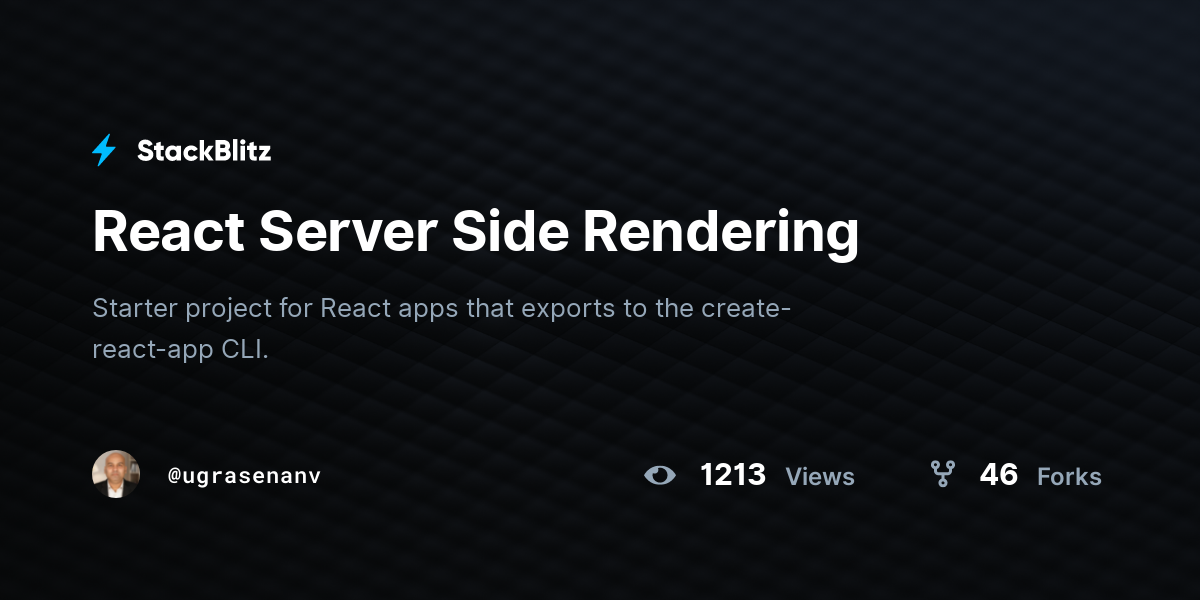 React Server Side Rendering - StackBlitz