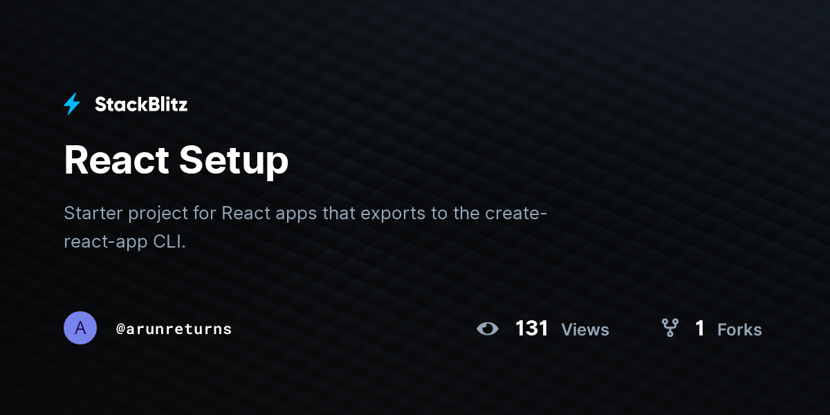 React Setup - StackBlitz