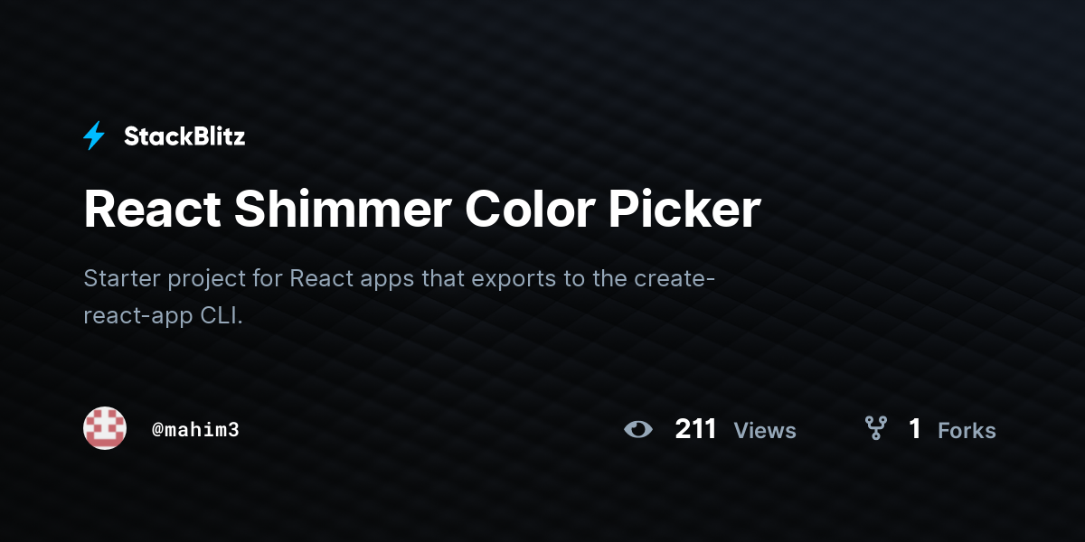 React Shimmer Color Picker - StackBlitz