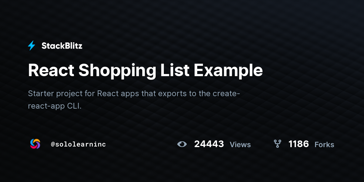 React Shopping List Example - StackBlitz