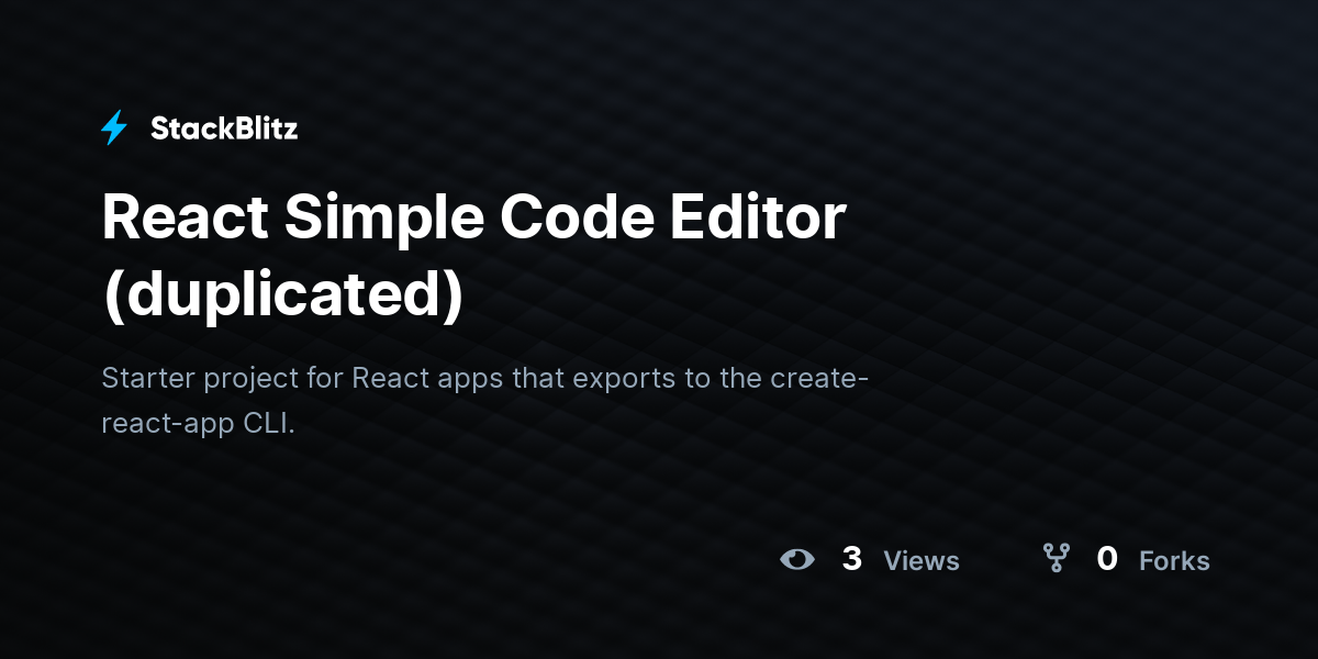 React Simple Code Editor (duplicated) - StackBlitz