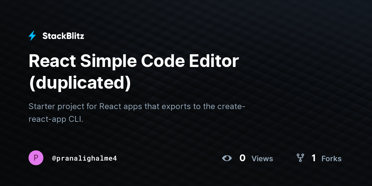 React Simple Code Editor (duplicated) - StackBlitz