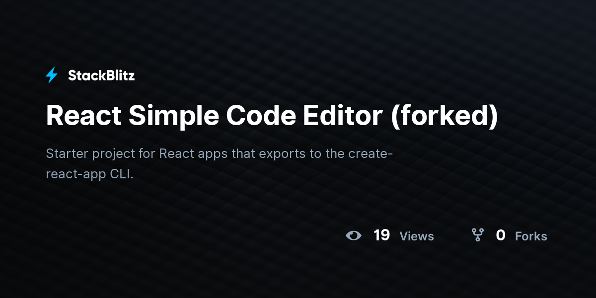 React Simple Code Editor (forked) - StackBlitz