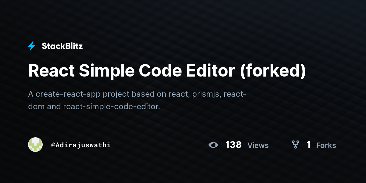 React Simple Code Editor (forked) - StackBlitz