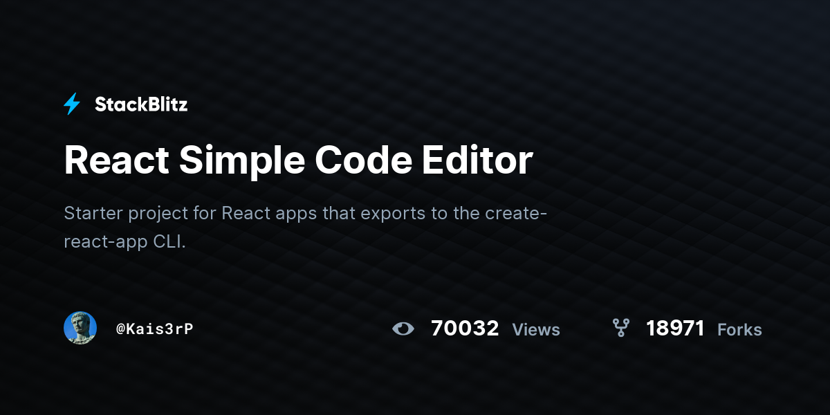 React Simple Code Editor - StackBlitz