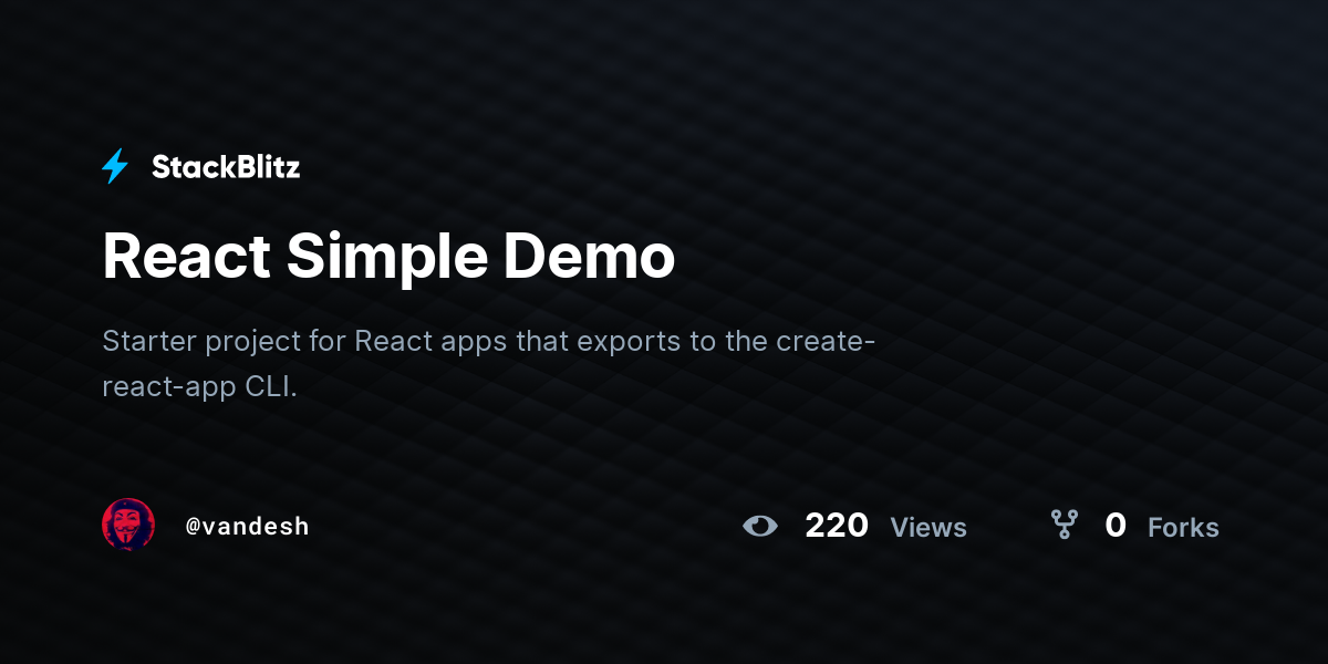 React Simple Demo - StackBlitz