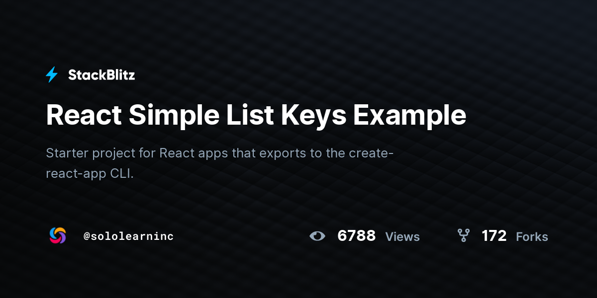 React Simple List Keys Example - StackBlitz