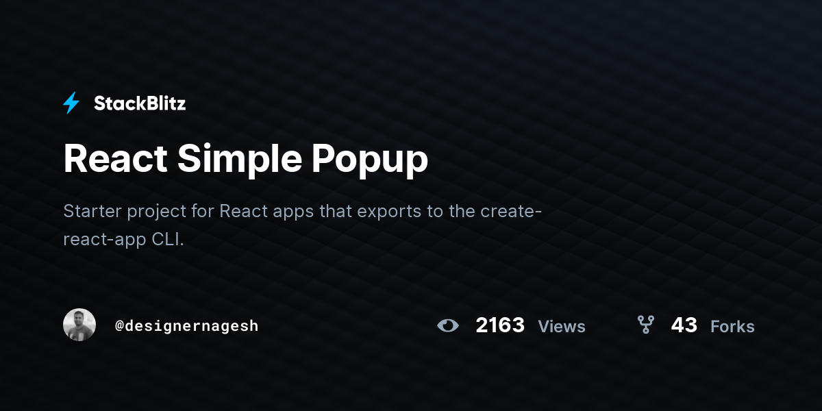 React Simple Popup - StackBlitz