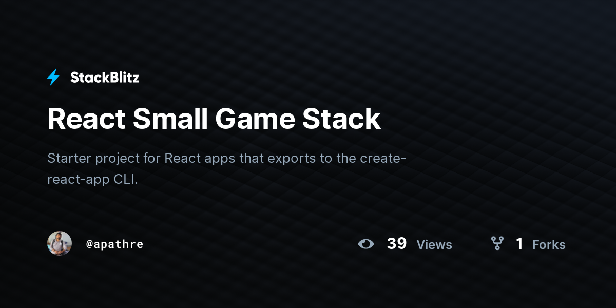 React Small Game Stack - StackBlitz