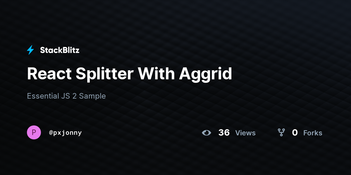React Splitter With Aggrid - StackBlitz