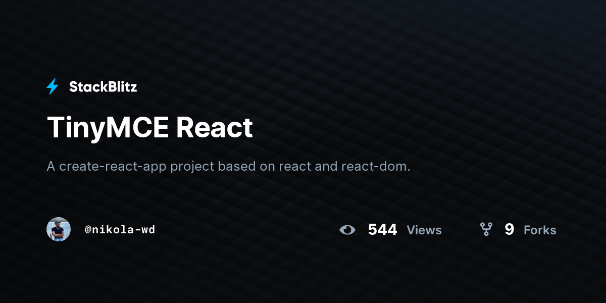 TinyMCE React - StackBlitz