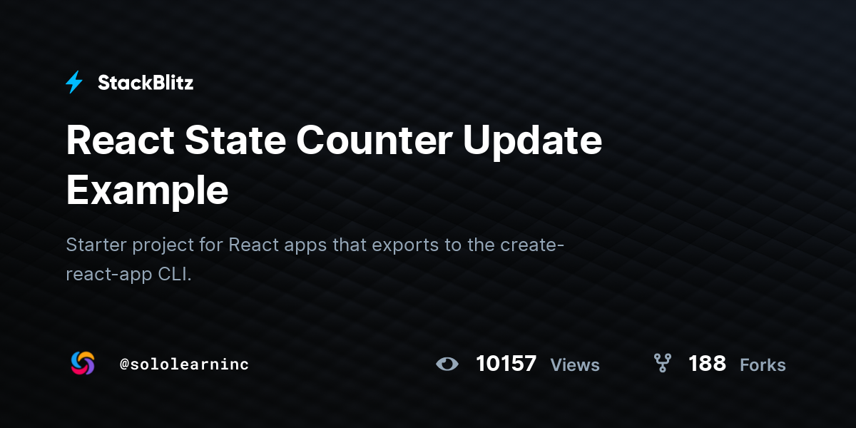 React State Counter Update Example - StackBlitz