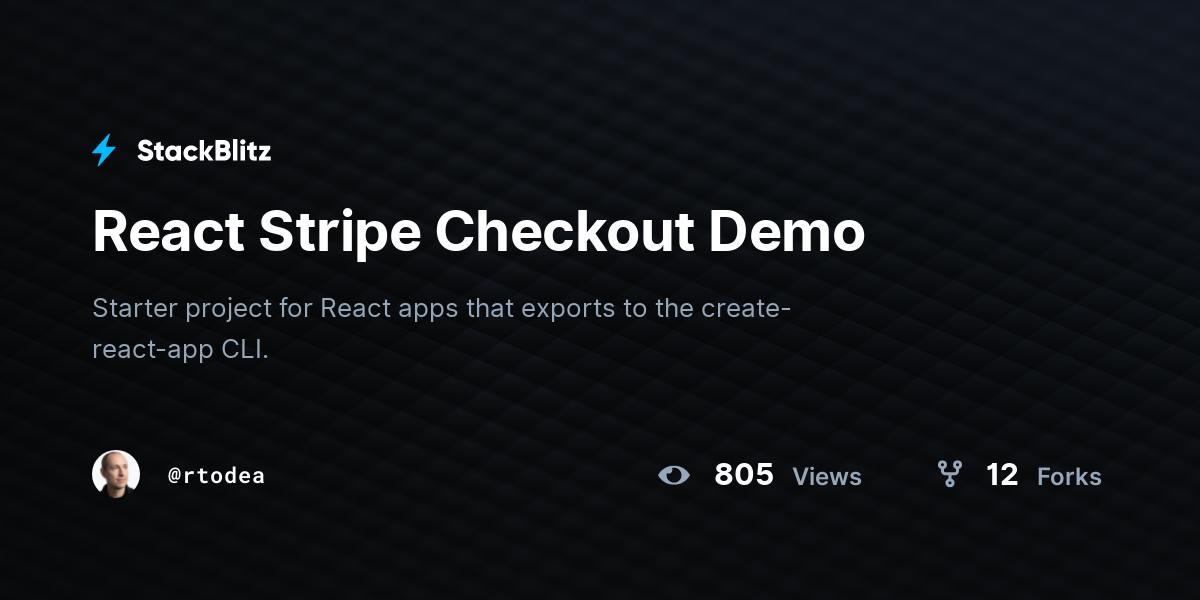 React Stripe Checkout Demo - StackBlitz