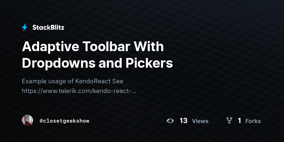 Adaptive Toolbar With Dropdowns and Pickers - StackBlitz