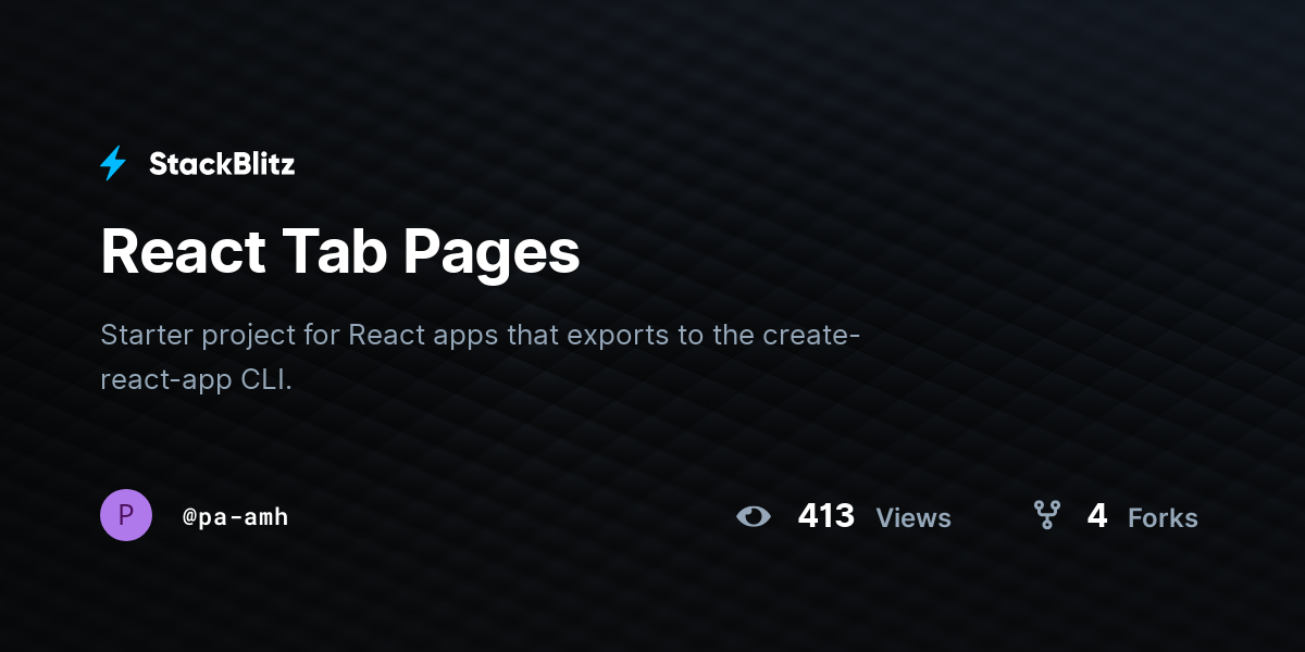 React Tab Pages - StackBlitz