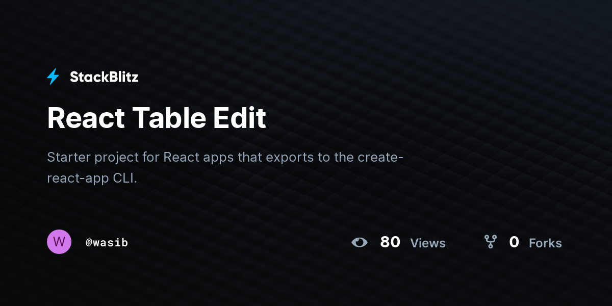 React Table Edit - StackBlitz