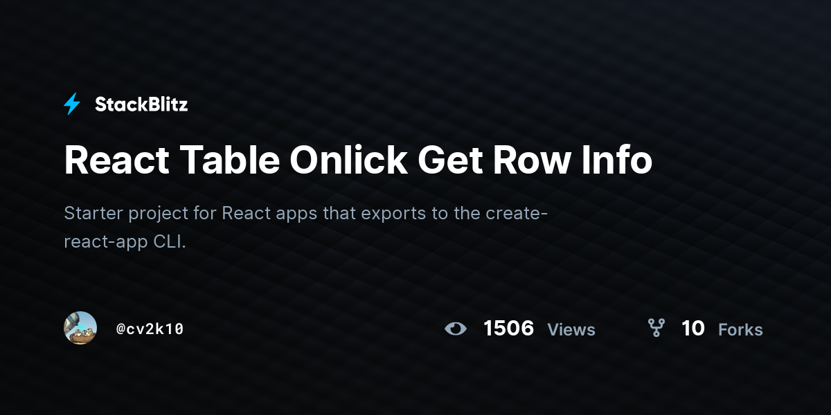 React Table Onlick Get Row Info - StackBlitz