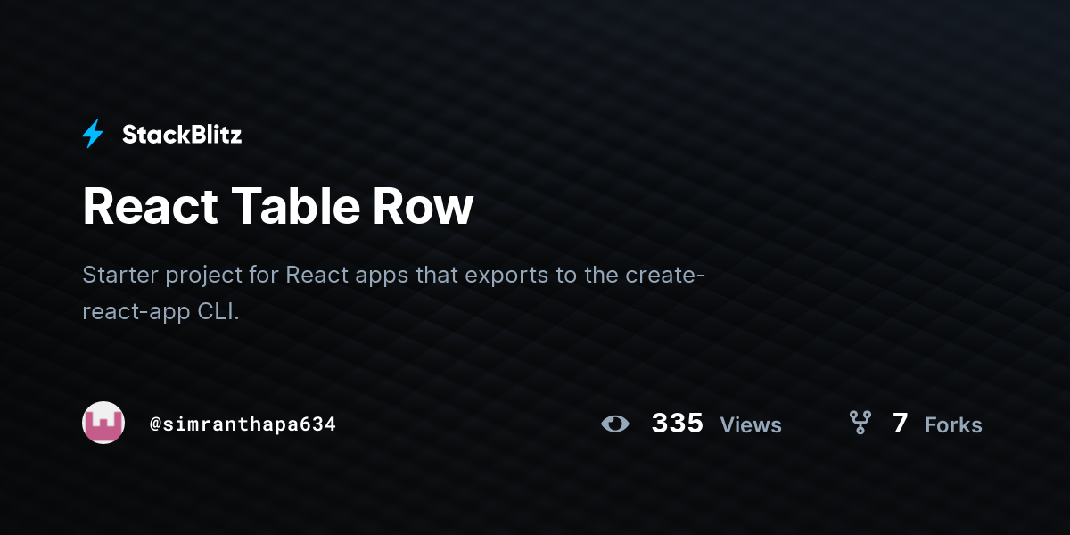 React Table Row - StackBlitz