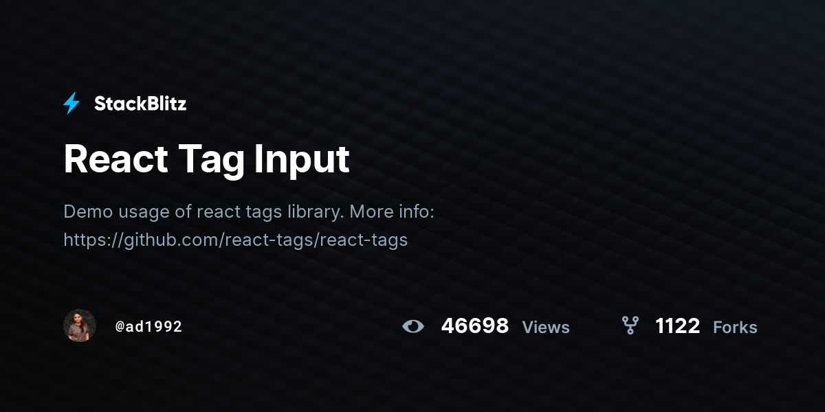 React Tag Input StackBlitz