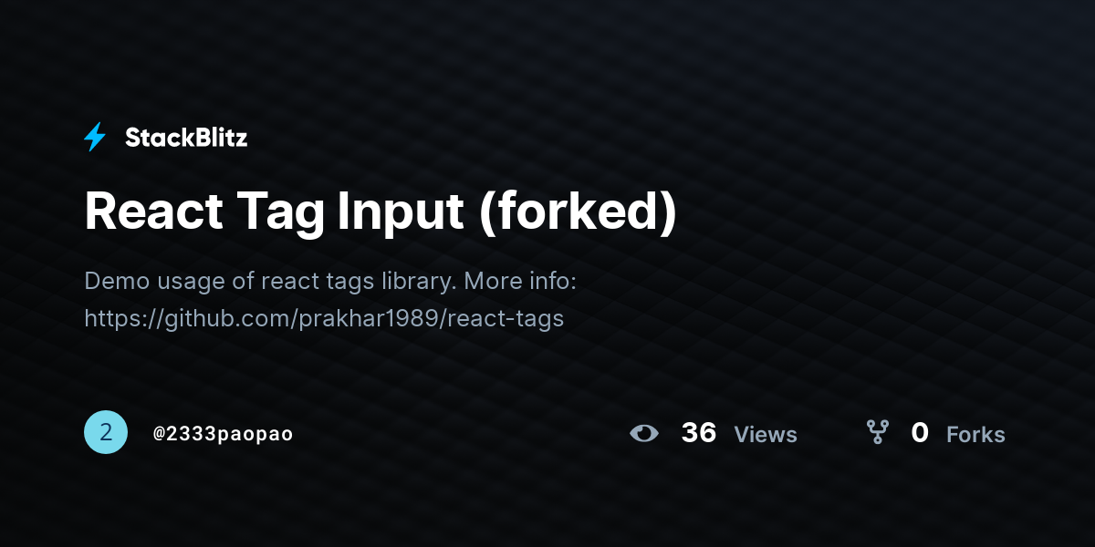 React Tag Input (forked) - StackBlitz