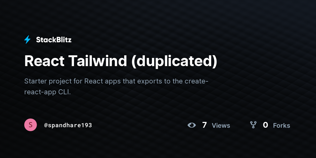 React Tailwind (duplicated) - StackBlitz