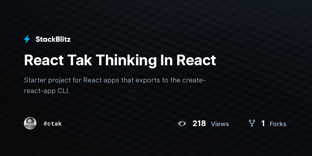 React Tak Thinking In React - StackBlitz