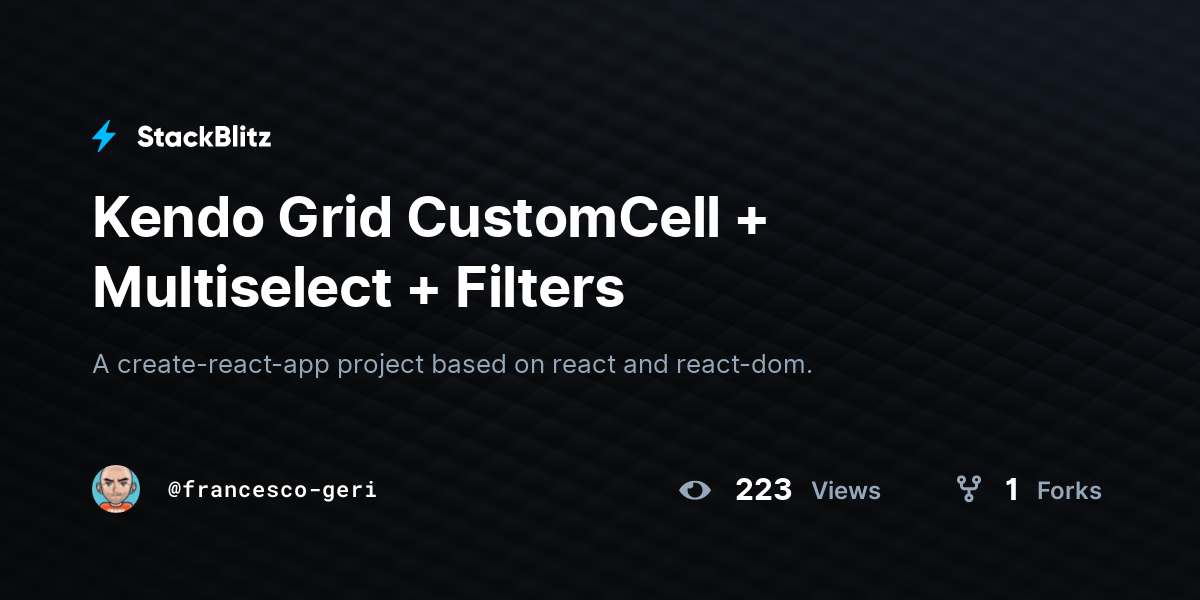 Kendo Grid CustomCell + Multiselect + Filters - StackBlitz
