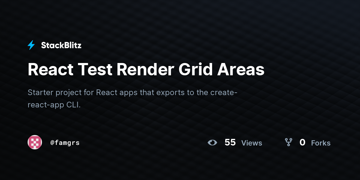 React Test Render Grid Areas - StackBlitz
