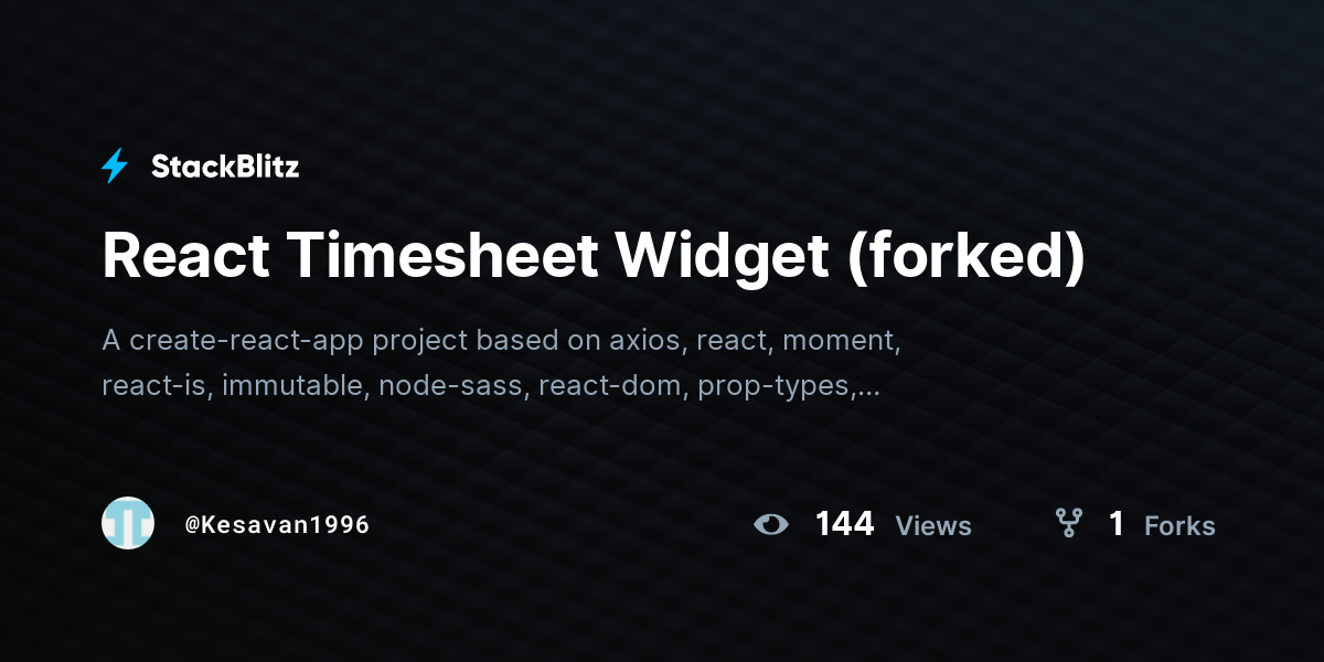 React Timesheet Widget (forked) StackBlitz
