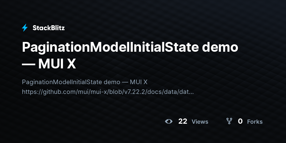 PaginationModelInitialState demo — MUI X - StackBlitz
